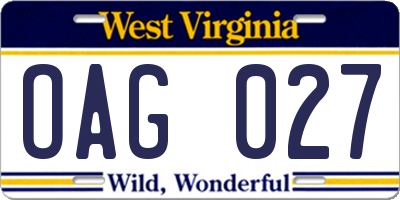 WV license plate OAG027