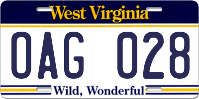 WV license plate OAG028