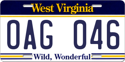 WV license plate OAG046