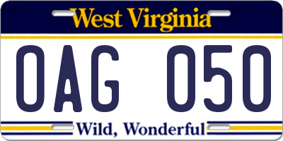 WV license plate OAG050