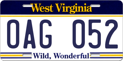 WV license plate OAG052