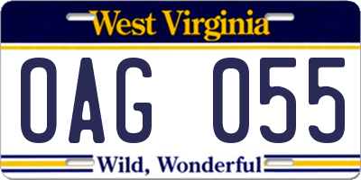 WV license plate OAG055