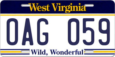 WV license plate OAG059