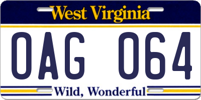 WV license plate OAG064