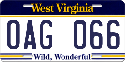 WV license plate OAG066