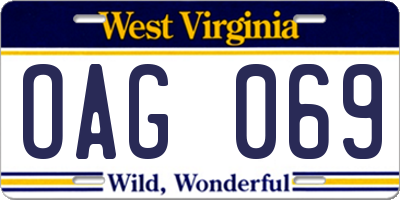 WV license plate OAG069