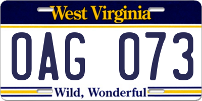 WV license plate OAG073