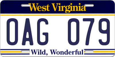 WV license plate OAG079