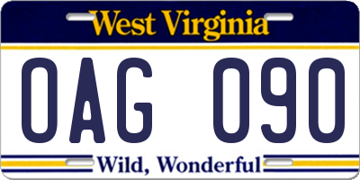 WV license plate OAG090