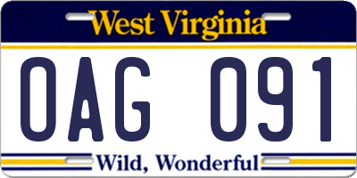 WV license plate OAG091