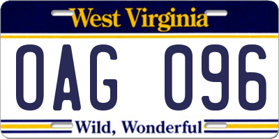 WV license plate OAG096