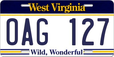 WV license plate OAG127