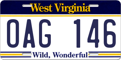 WV license plate OAG146