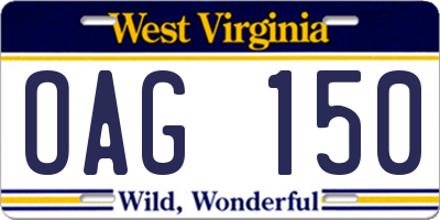 WV license plate OAG150