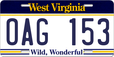 WV license plate OAG153