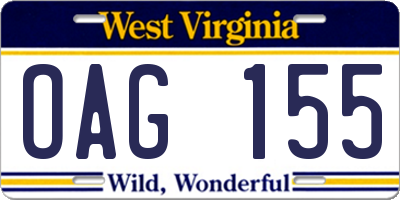 WV license plate OAG155