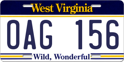 WV license plate OAG156