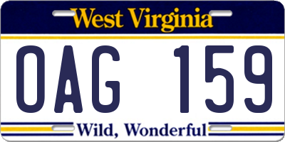 WV license plate OAG159