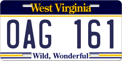 WV license plate OAG161