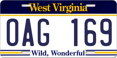 WV license plate OAG169