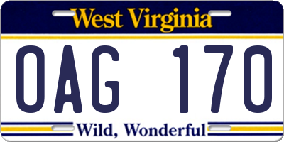 WV license plate OAG170