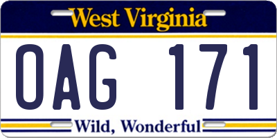 WV license plate OAG171