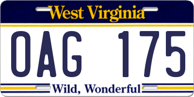 WV license plate OAG175