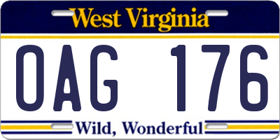 WV license plate OAG176