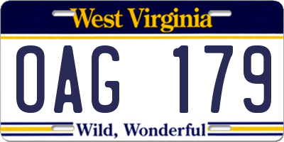 WV license plate OAG179