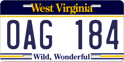 WV license plate OAG184