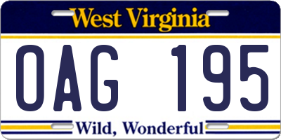 WV license plate OAG195