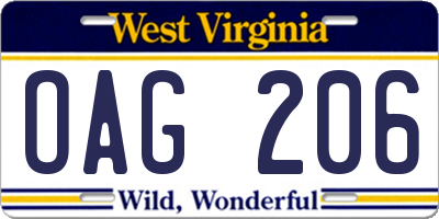 WV license plate OAG206