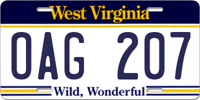 WV license plate OAG207