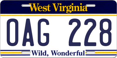 WV license plate OAG228