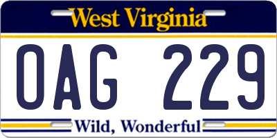 WV license plate OAG229