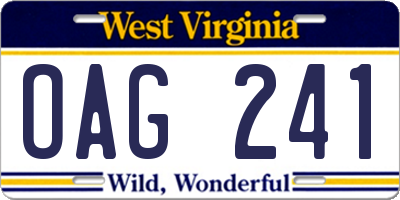 WV license plate OAG241