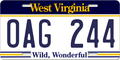 WV license plate OAG244
