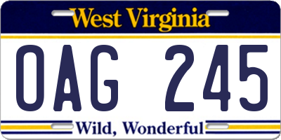 WV license plate OAG245