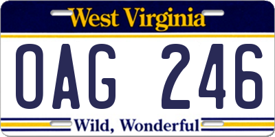 WV license plate OAG246