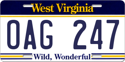 WV license plate OAG247