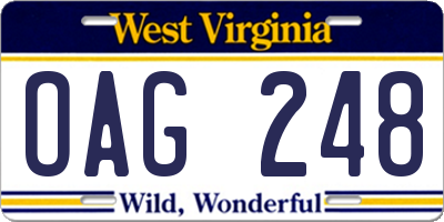 WV license plate OAG248