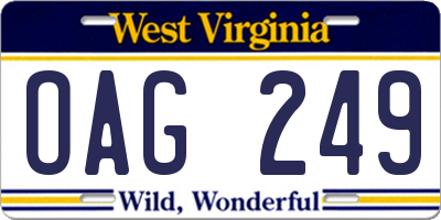 WV license plate OAG249