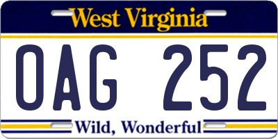 WV license plate OAG252