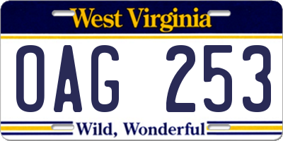 WV license plate OAG253