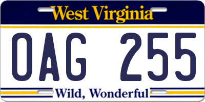 WV license plate OAG255
