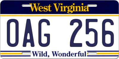 WV license plate OAG256