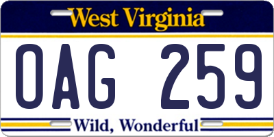WV license plate OAG259
