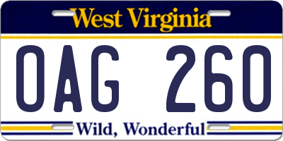 WV license plate OAG260