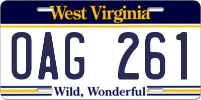 WV license plate OAG261