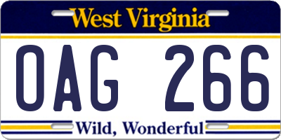 WV license plate OAG266